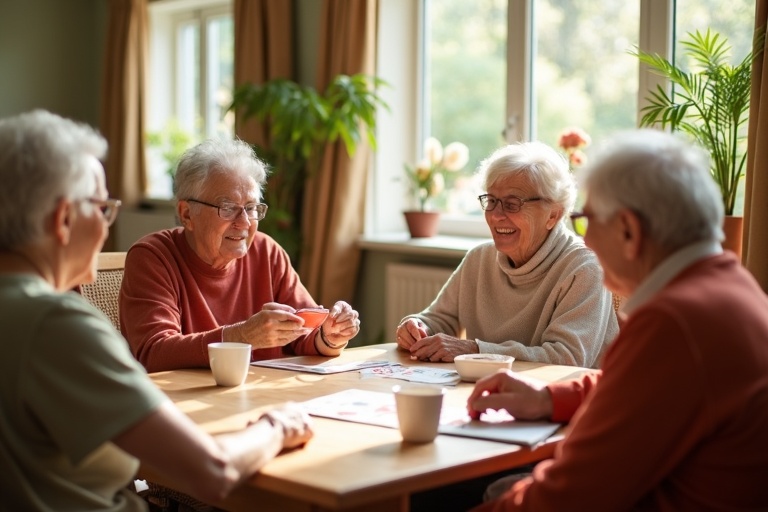 Older adults sitting together around a table